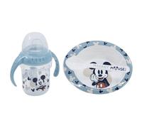 Stor Coffret cadeau Disney Mickey Mouse pour enfants, sans BPA, avec bouteille, bol et cuillère, lavable et réutilisable