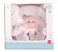 Stor Coffret cadeau Disney Minnie 3 pièces pour bébés, plastique sans BPA, lavable et réutilisable, résistant au micro-ondes et au lave-vaisselle, antidérapant