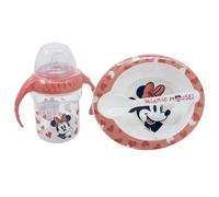 Stor Coffret cadeau Disney Minnie pour enfants, en plastique sans BPA et silicone, avec bouteille, bol et cuillère, lavable et réutilisable