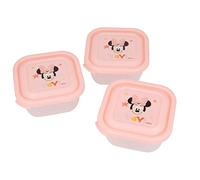 STOR Ensemble de 3 contenants de Conservation des Aliments en Plastique Disney Minnie pour Jeunes Enfants, idéaux pour Transporter de la Nourriture Partout