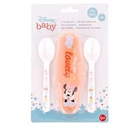 Stor Ensemble de cuillères en Plastique Disney Minnie pour Fille, sans BPA, réutilisables et lavables, avec étui et ne Convient Pas au Micro-Ondes et au Lave-Vaisselle