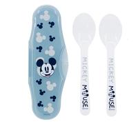 Stor S.L. Cuillères Mickey Mouse – lot de 2, plastique sans BPA, lavables, avec boîte