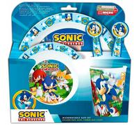 SONIC Set de table enfants 5 pièces — Assiette, bol, verre 260 ml et couverts, sans BPA, micro-ondes