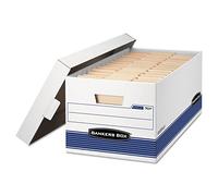 Stor/File Storage Box, Legal, Locking Lid, White/Blue, 4/Carton