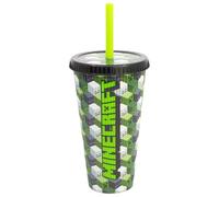 STOR Gobelet Cafe a Emporter avec Couvercle et Paille Minecraft 790ml - Polypropylene Reutilisable sans BPA - Grand Tumbler Voyage