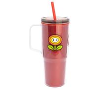 Stor Gobelet Cafe Reutilisable avec Paille et Couvercle 860ml, Mug Isotherme Double Paroi avec Anse, Tumbler Plastique sans BPA pour Boissons