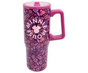 STOR Gobelet en Acier Inoxydable Minnie Mouse 920ml avec Anse, Couvercle et Bec Anti-Fuite Réutilisable