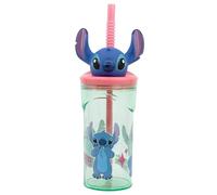 Stor Gobelet en plastique Disney Stitch 3D pour enfants, sans BPA, avec capuchon 3D et paille, lavable et réutilisable