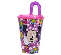 Stor Gobelet Enfant avec Couvercle et Paille Minnie Mouse 430ml - Verre Plastique Résistant pour Enfants - Anti-Fuite
