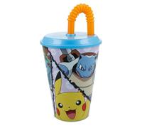 Stor Gobelet Enfant avec Couvercle et Paille Pokémon 430ml - Verre Réutilisable en Plastique Résistant pour Enfants - Anti-Fuite