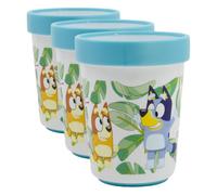 Stor Gobelet Enfant Bluey 260ml avec Base Antidérapante, Verre Réutilisable en Plastique sans BPA, Compatible Micro-ondes pour Enfants, Bleu (Lot de 3)