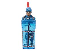 GOBELET RÉUTILISABLE POUR ENFANTS EN PLASTIQUE SANS BPA 430 ML AVEC FIGURINE 3D SUR LE COUVERCLE | AVENGERS CAPITAN AMERICA