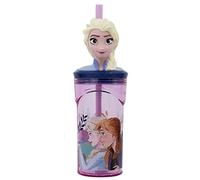 Stor Gobelet original Disney Frozen 3D pour enfants 360 ml avec paille intégrée et décorations 3D en forme de tête de la Reine des neiges