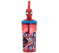 Stor S.L. Gobelet Marvel Spiderman 3D pour enfants 360 ml avec paille et bouchon 3D dévissable