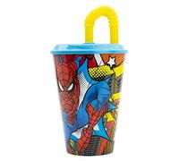 GOBELET RÉUTILISABLE POUR ENFANTS AVEC PAILLE EN PLASTIQUE SANS BPA 430 ML | SPIDERMAN MIDNIGHT FLYER