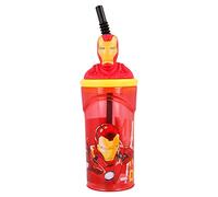 Stor Gobelet réutilisable avec Paille et Couvercle avec Figurine 3D et capacité de 360 ML Avengers Comic Heroes Iron Man