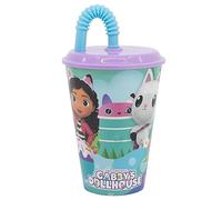 Stor Gobelet réutilisable Gabby's Dollhouse avec couvercle et paille 430 ml