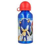STOR Gourde Aluminium Sonic Le Hérisson pour Enfants 400ml - Bouteille Réutilisable avec Embout de Sécurité et Bouchon Anti-Fuite - Légère et Résistante