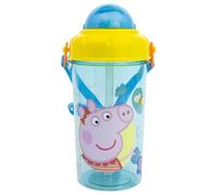 STOR Gourde Enfant avec Paille Peppa Pig 465ml - Bouteille Plastique Sans BPA avec Couvercle et Sangle pour École et Sport