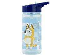 STOR Gourde Réutilisable Bluey avec Paille Intégrée 530ml - Sans BPA - Bouteille Eau Plastique Carrée Enfant