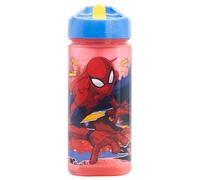 Stor – Bouteille d'eau réutilisable carrée Spiderman – Paille intégrée – 510 ml