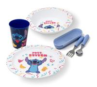 Stor Lilo & Stitch - Lot de 5 couverts pour enfant - Avec assiette, bol, gobelet et couverts - Réutilisable et sans BPA
