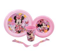 Stor Set de table pour enfants 5 pièces Minnie Mouse - Vaisselle (verre 260 ml), sans BPA