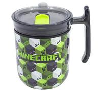 STOR Mug à Café Minecraft avec Anse et Couvercle Coulissant 470ml - Tasse Isotherme Acier Inoxydable Double Paroi Réutilisable