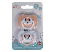 Stor Pacifier 8412497131655 Réversible Silicone Pacifier avec housse 2 pièces Ensemble pour bébé + 6 mois, Minnie Rêves Indigo
