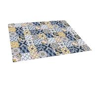 STOR PLANET ARTDECO Tapis en vinyle imprimé Tapis de cuisine, couloir antidérapant et moderne Tapis fin, effet sol design | Patch bleu, 140 x 200 m