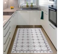STOR PLANET ARTDECO Tapis vinyle imprimé Tapis de cuisine, couloir Tapis fin antidérapant et moderne Effet sol Gris 120 x 180 cm