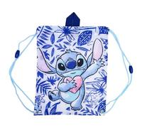 Stor Sac à Dos Cordon Enfant Stitch - Sac en Tissu avec Poignées pour Goûter et Déjeuner - Textile Résistant 30x25cm - Idéal École Crèche Sorties