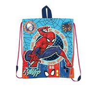 STOR Sac à Dos Cordon Enfant Spider-Man - Sac en Tissu avec Poignées pour Goûter et Déjeuner - Textile Résistant 30x25cm - Idéal École Crèche Sorties