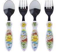 STOR Set 2 Couverts Enfant Pokémon Acier Inoxydable Fourchette et Cuillère avec Manche Décoré Sans BPA pour Enfants (Lot de 2)