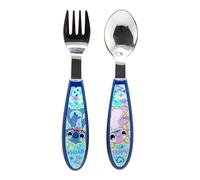STOR Set 2 Couverts Enfant Stitch Acier Inoxydable Fourchette et Cuillère avec Manche Décoré Sans BPA pour Enfants