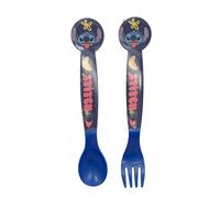 STOR Set 2 Couverts Enfant Stitch Plastique - Fourchette et Cuillère avec Design Arrondi Sécurisé pour Enfants Sans BPA