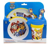 STOR Set 5 pièces antidérapant premium bicolore (assiette, bol, gobelet 260 ml et couverts) en boîte Pat’Patrouille Boy Rescue Pups