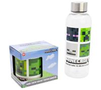 Stor Set Bouteille et Mug Minecraft - Bouteille Hydro Plastique 850ml avec Couvercle Aluminium et Mug Céramique 325ml - Cadeau Officiel Licence