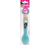 Lot de 2 couverts bleu clair pour filles en plastique Barbie cuillère et fourchette