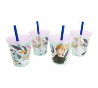 Stor Set de 4 Gobelets Enfant avec Paille La Reine Des Neiges 285ml Plastique PP Fête