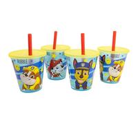 Stor Set de 4 Gobelets Enfant avec Paille Pat' Patrouille 285ml Plastique PP Fête