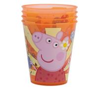 STOR Set de 4 Gobelets Enfant Peppa Pig 285ml - Verres Reutilisables en Plastique sans BPA pour Fetes et Usage Quotidien - Resistant aux Chutes