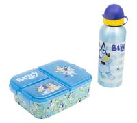 Stor Set Déjeuner Bluey - Gourde Aluminium 530ml et Boîte à Goûter 3 Compartiments - Kit Repas Enfant École