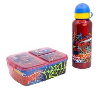 Stor Set Déjeuner Spider-Man - Gourde Aluminium 530ml et Boîte à Goûter 3 Compartiments - Kit Repas Enfant École