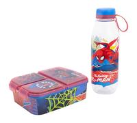 Stor Set Gourde et Boîte Repas Spider-Man - Gourde Aventure Ecozen 650ml et Lunch Box 3 Compartiments - Ensemble Goûter Scolaire