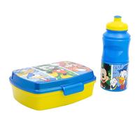 Stor Set Goûter Mickey Mouse - Boîte à Sandwich Rectangulaire et Gourde Sport 380ml - Ensemble Repas Enfant Plastique Résistant - Idéal École Sorties et Activités