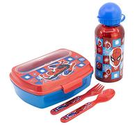 Stor SET URBAN VUELTA AL COLE 4 PCS (BOTELLA ALUMINIO 400 ML Y SANDWICHERA CON CUBIERTOS) SPIDERMAN MIDNIGHT FLYER