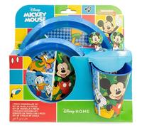 STOR Set Vaisselle Enfant 5 Pièces Mickey Mouse - Gobelet Assiette Bol Couverts Plastique Résistant Sans BPA - Repas Enfants