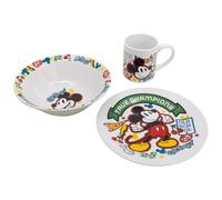 STOR Set Vaisselle Enfant Mickey Mouse - Assiette, Bol et Tasse en Céramique - Coffret Repas Complet Cadeau pour Enfants