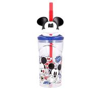 STOR Tasse 3D pour Enfant avec Motif Disney Mickey Mouse, 360 ML, avec Paille intégrée, sans BPA, Facile à Laver et réutilisable